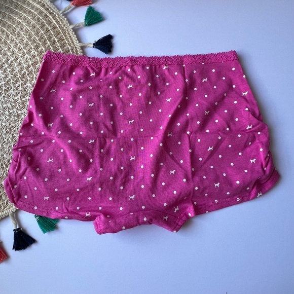 Victoria's Secret PINK Cotton Dorm Boyshort Panty Pink Dot Dog Print M NEW - Picture 5 of 6